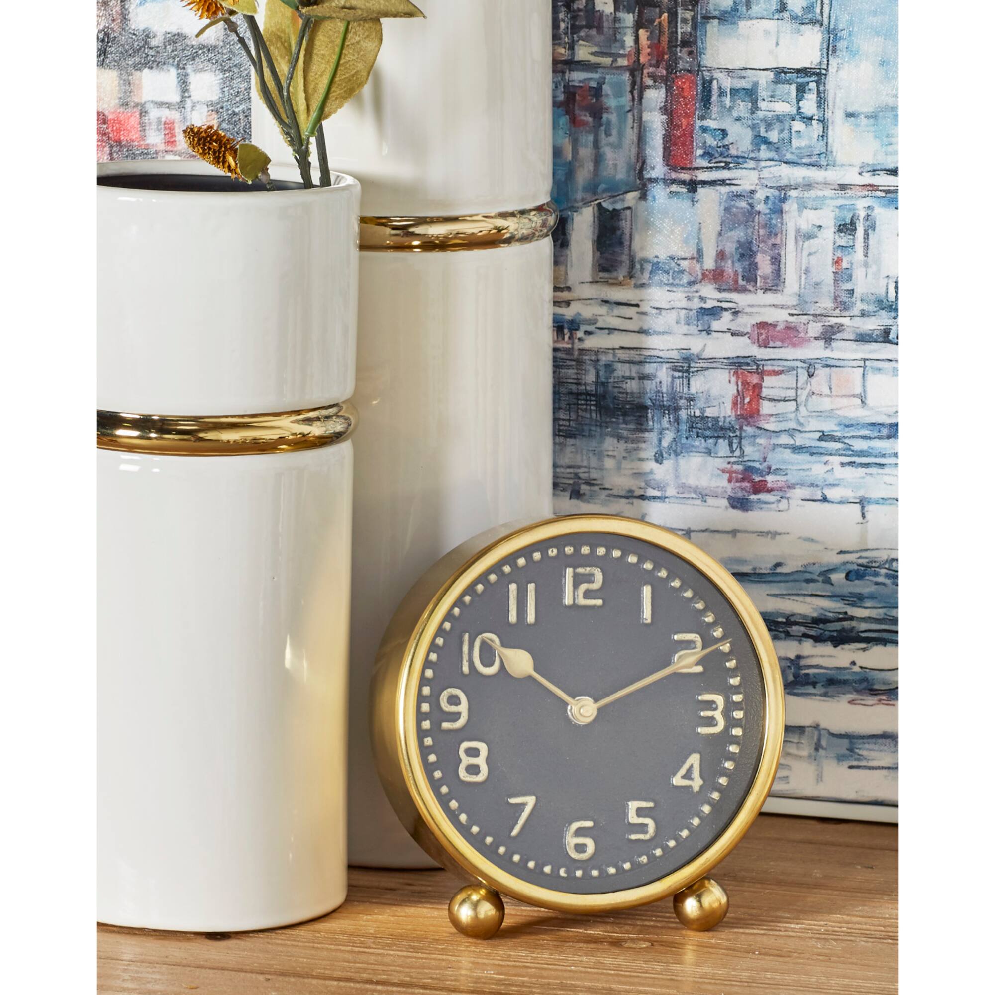 6" Glam Stainless Steel & Aluminum Clock Set